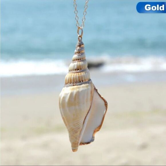 Jewelry - Shell Conch Sea Beach Gold Plated Necklace New In Box 🐚